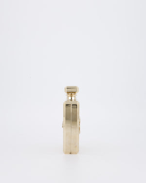 Chanel 2022 Gold Minaudière Perfume Bottle with Chanel CC Logo and Letter Details