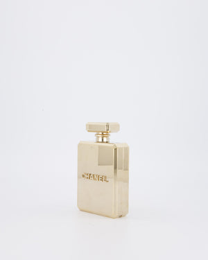 Chanel 2022 Gold Minaudière Perfume Bottle with Chanel CC Logo and Letter Details