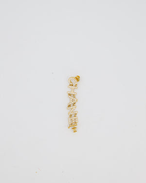 Chanel 2020 Gold Diamante Embellished Logo Brooch
