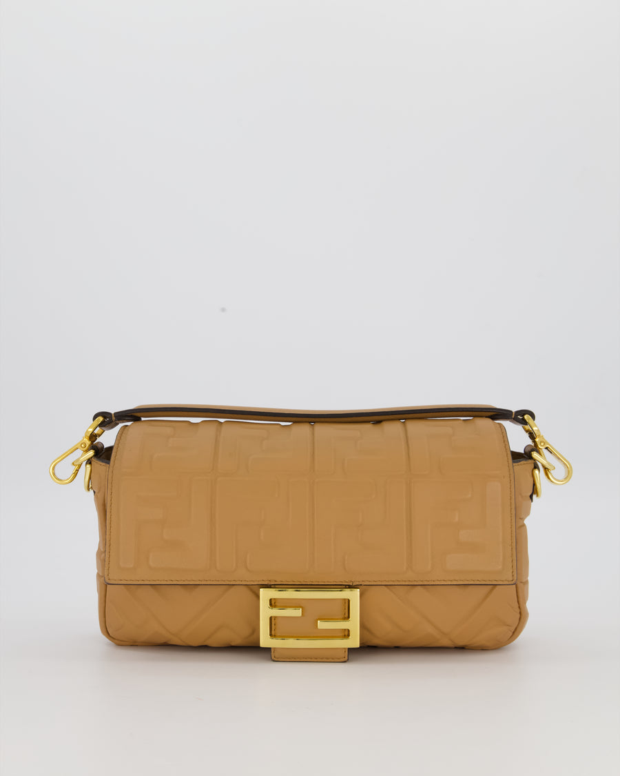 Fendi Caramel Brown Baguette Bag in Nappa Leather with Gold Hardware RRP £2750