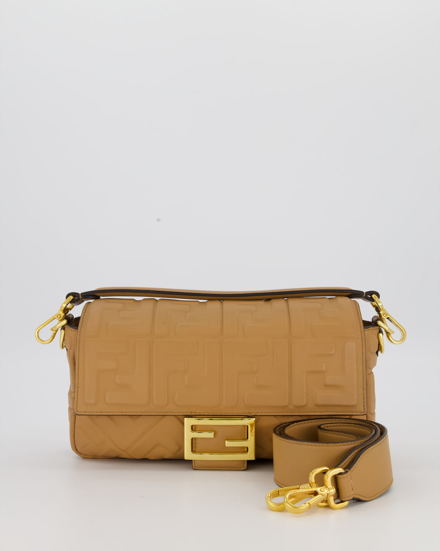Fendi Caramel Brown Baguette Bag in Nappa Leather with Gold Hardware RRP £2750