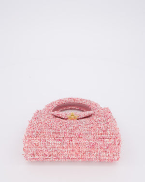 Chanel Small Mini Kelly Shopping Bag in Pink Tweed with Brushed Gold Hardware