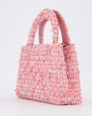 Chanel Small Mini Kelly Shopping Bag in Pink Tweed with Brushed Gold Hardware