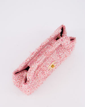 Chanel Small Mini Kelly Shopping Bag in Pink Tweed with Brushed Gold Hardware