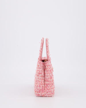 Chanel Small Mini Kelly Shopping Bag in Pink Tweed with Brushed Gold Hardware