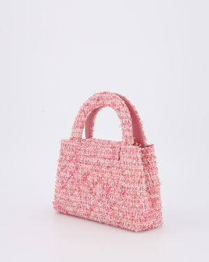 Chanel Small Mini Kelly Shopping Bag in Pink Tweed with Brushed Gold Hardware