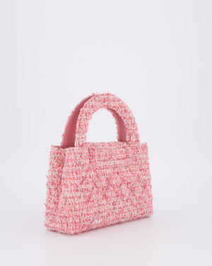 Chanel Small Mini Kelly Shopping Bag in Pink Tweed with Brushed Gold Hardware