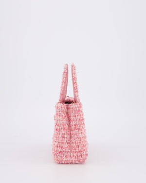 Chanel Small Mini Kelly Shopping Bag in Pink Tweed with Brushed Gold Hardware