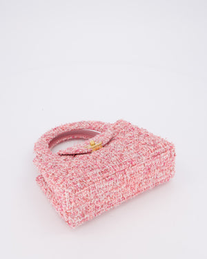 Chanel Small Mini Kelly Shopping Bag in Pink Tweed with Brushed Gold Hardware