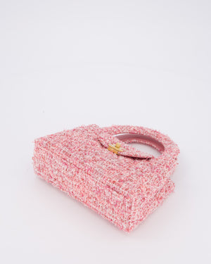 Chanel Small Mini Kelly Shopping Bag in Pink Tweed with Brushed Gold Hardware