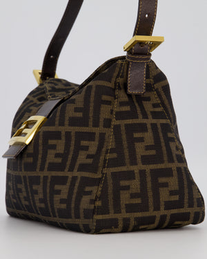 Fendi Brown Vintage Zucca Tobacco Bag in Monogram Canvas and Leather with Gold Hardware