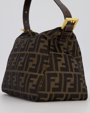 Fendi Brown Vintage Zucca Tobacco Bag in Monogram Canvas and Leather with Gold Hardware