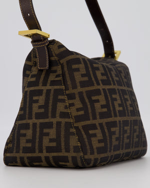 Fendi Brown Vintage Zucca Tobacco Bag in Monogram Canvas and Leather with Gold Hardware