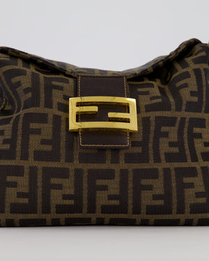Fendi Brown Vintage Zucca Tobacco Bag in Monogram Canvas and Leather with Gold Hardware