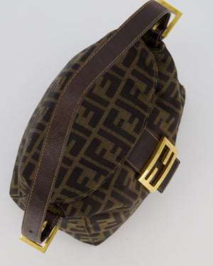 Fendi Brown Vintage Zucca Tobacco Bag in Monogram Canvas and Leather with Gold Hardware