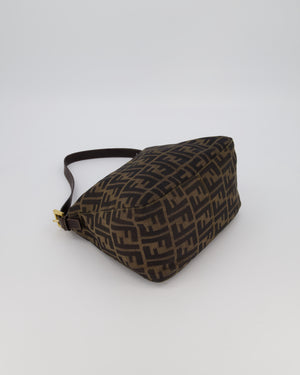 Fendi Brown Vintage Zucca Tobacco Bag in Monogram Canvas and Leather with Gold Hardware