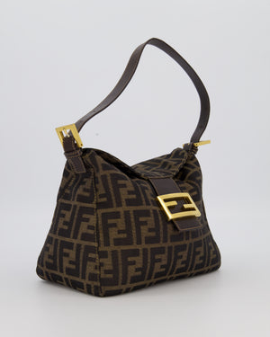 Fendi Brown Vintage Zucca Tobacco Bag in Monogram Canvas and Leather with Gold Hardware