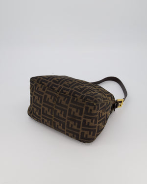 Fendi Brown Vintage Zucca Tobacco Bag in Monogram Canvas and Leather with Gold Hardware