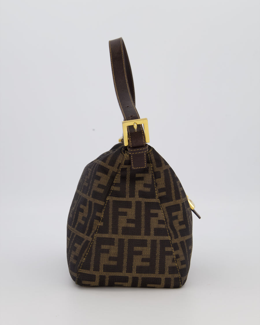 Fendi Brown Vintage Zucca Tobacco Bag in Monogram Canvas and Leather with Gold Hardware