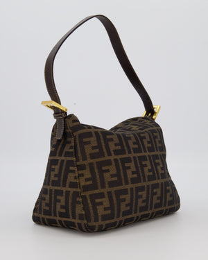 Fendi Brown Vintage Zucca Tobacco Bag in Monogram Canvas and Leather with Gold Hardware
