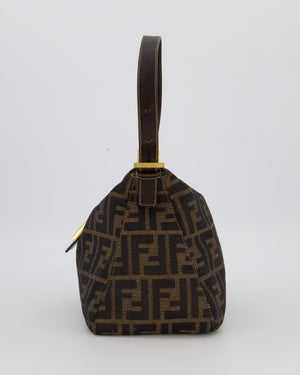 Fendi Brown Vintage Zucca Tobacco Bag in Monogram Canvas and Leather with Gold Hardware
