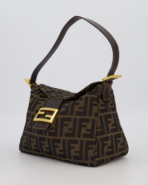 Fendi Brown Vintage Zucca Tobacco Bag in Monogram Canvas and Leather with Gold Hardware