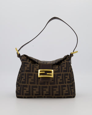 Fendi Brown Vintage Zucca Tobacco Bag in Monogram Canvas and Leather with Gold Hardware