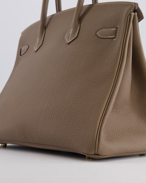 *RARE* Hermès Birkin 35 Bag in Etoupe Togo Leather with Gold Hardware