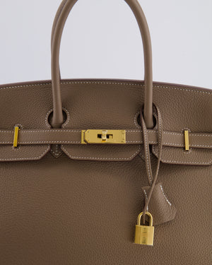 *RARE* Hermès Birkin 35 Bag in Etoupe Togo Leather with Gold Hardware