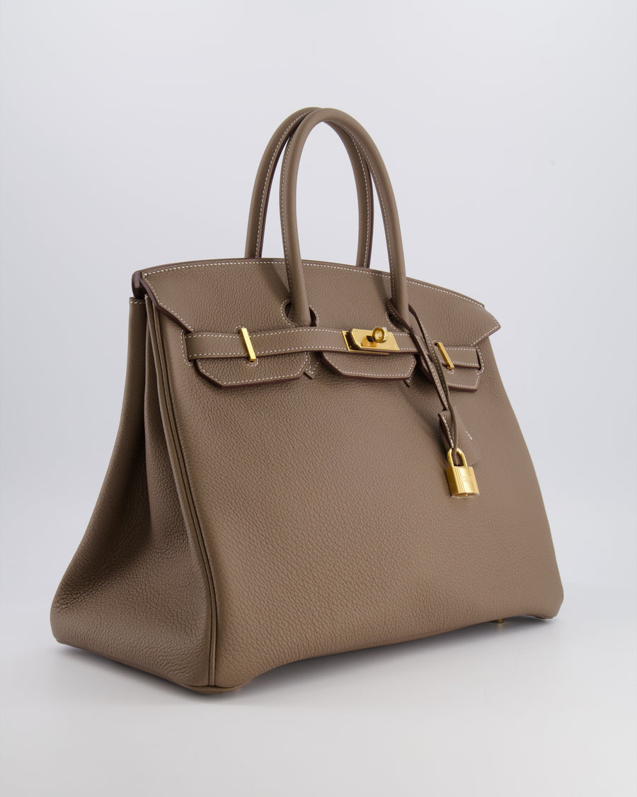 *RARE* Hermès Birkin 35 Bag in Etoupe Togo Leather with Gold Hardware