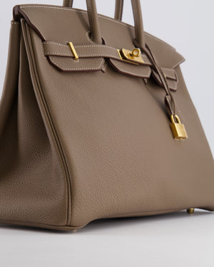 *RARE* Hermès Birkin 35 Bag in Etoupe Togo Leather with Gold Hardware