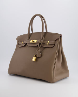 *RARE* Hermès Birkin 35 Bag in Etoupe Togo Leather with Gold Hardware