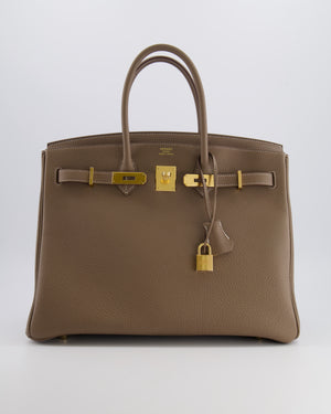 *RARE* Hermès Birkin 35 Bag in Etoupe Togo Leather with Gold Hardware
