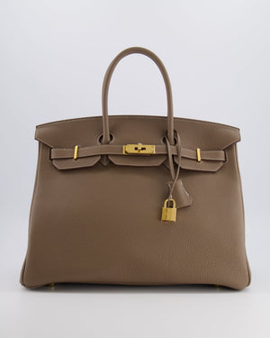 *RARE* Hermès Birkin 35 Bag in Etoupe Togo Leather with Gold Hardware