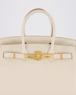 *VERY RARE* Hermès Birkin 30 Retourne Bag in Craie Togo Leather with Gold Hardware
