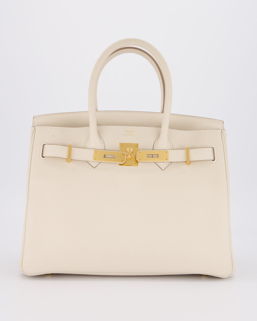 *VERY RARE* Hermès Birkin 30 Retourne Bag in Craie Togo Leather with Gold Hardware