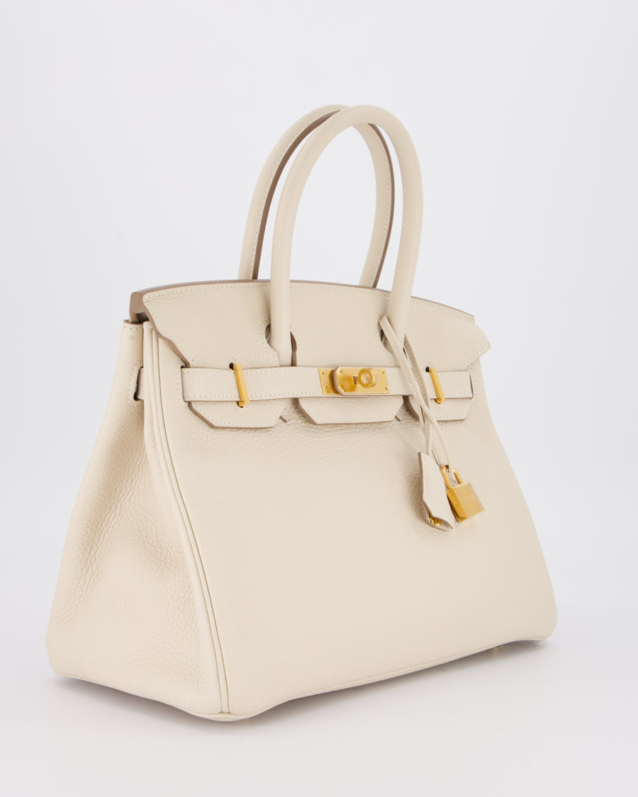 *VERY RARE* Hermès Birkin 30 Retourne Bag in Craie Togo Leather with Gold Hardware