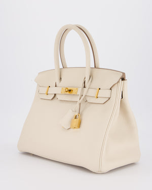 *VERY RARE* Hermès Birkin 30 Retourne Bag in Craie Togo Leather with Gold Hardware