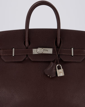 *RARE* Hermes HAC 32 Bag in Chocolat Chèvre Mysore Leather with Palladium Hardware
