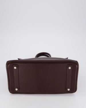 *RARE* Hermes HAC 32 Bag in Chocolat Chèvre Mysore Leather with Palladium Hardware