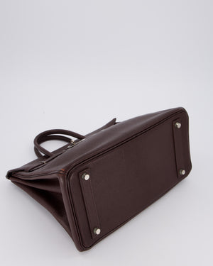 *RARE* Hermes HAC 32 Bag in Chocolat Chèvre Mysore Leather with Palladium Hardware