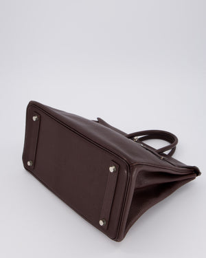 *RARE* Hermes HAC 32 Bag in Chocolat Chèvre Mysore Leather with Palladium Hardware