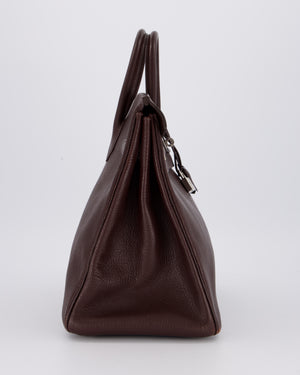 *RARE* Hermes HAC 32 Bag in Chocolat Chèvre Mysore Leather with Palladium Hardware