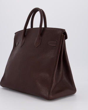 *RARE* Hermes HAC 32 Bag in Chocolat Chèvre Mysore Leather with Palladium Hardware