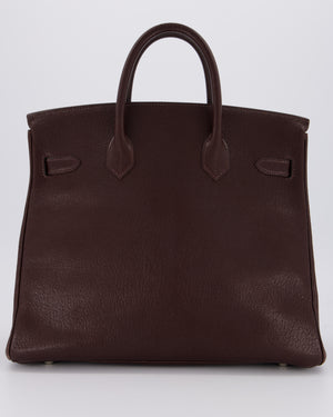*RARE* Hermes HAC 32 Bag in Chocolat Chèvre Mysore Leather with Palladium Hardware