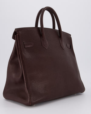 *RARE* Hermes HAC 32 Bag in Chocolat Chèvre Mysore Leather with Palladium Hardware