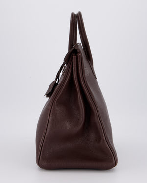*RARE* Hermes HAC 32 Bag in Chocolat Chèvre Mysore Leather with Palladium Hardware