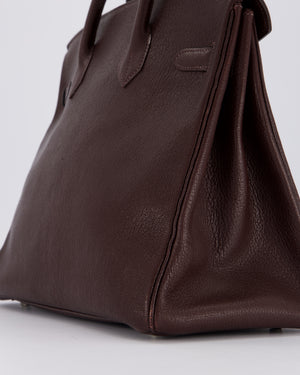 *RARE* Hermes HAC 32 Bag in Chocolat Chèvre Mysore Leather with Palladium Hardware