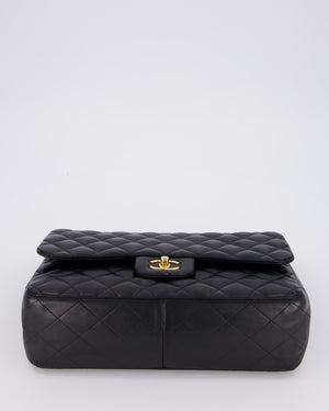 Chanel Black Jumbo Classic Double Flap Bag in Lambskin Leather with Gold Hardware