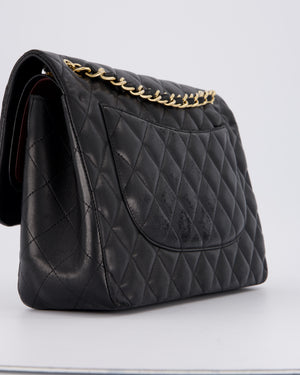 Chanel Black Jumbo Classic Double Flap Bag in Lambskin Leather with Gold Hardware